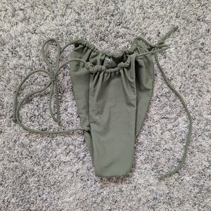 Ark Swimwear Olive Green Ruched Bikini Bottom Large